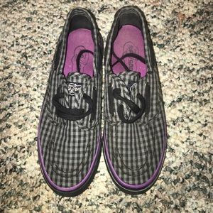 Black and grey checkered Sperry’s.